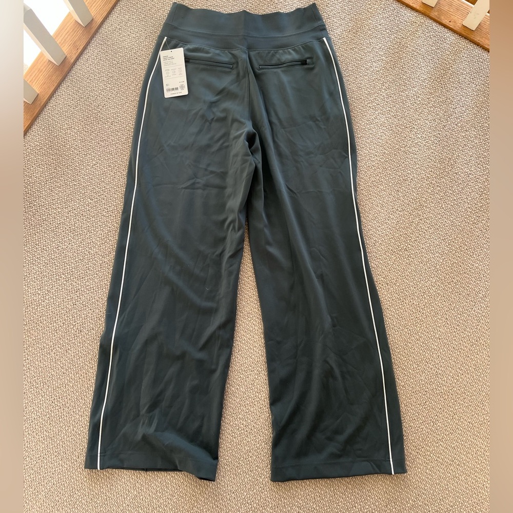 NWT Athleta Eden Gray Venice Wide Leg Pants with White Stripe - Picture 7 of 7